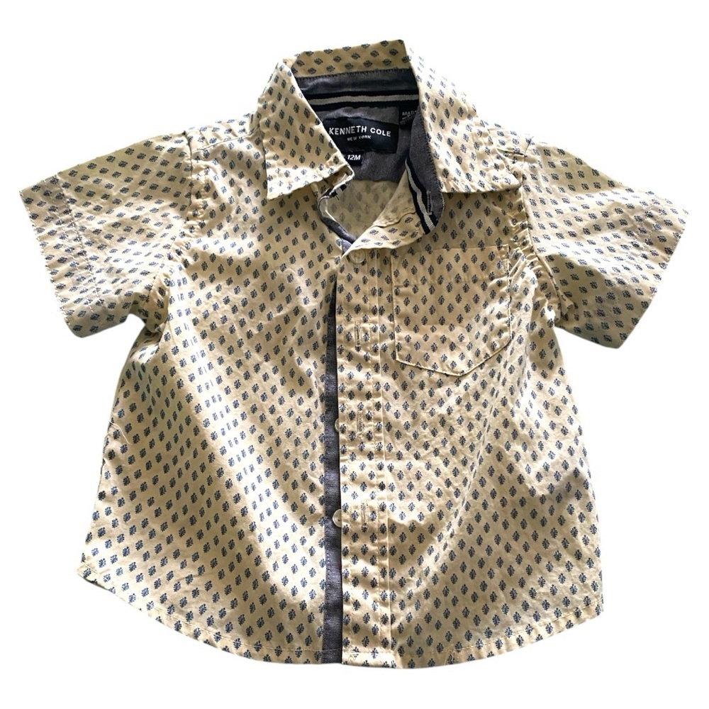 Kenneth Cole Tan Button Down Shirt Lightweight Cotton Blend
